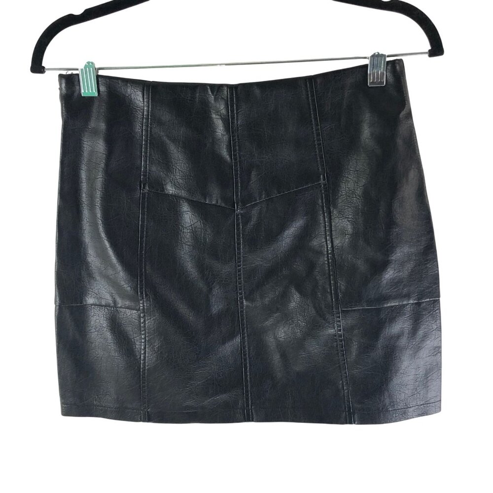 Shein Bae Black Faux Leather Mini Skirt M